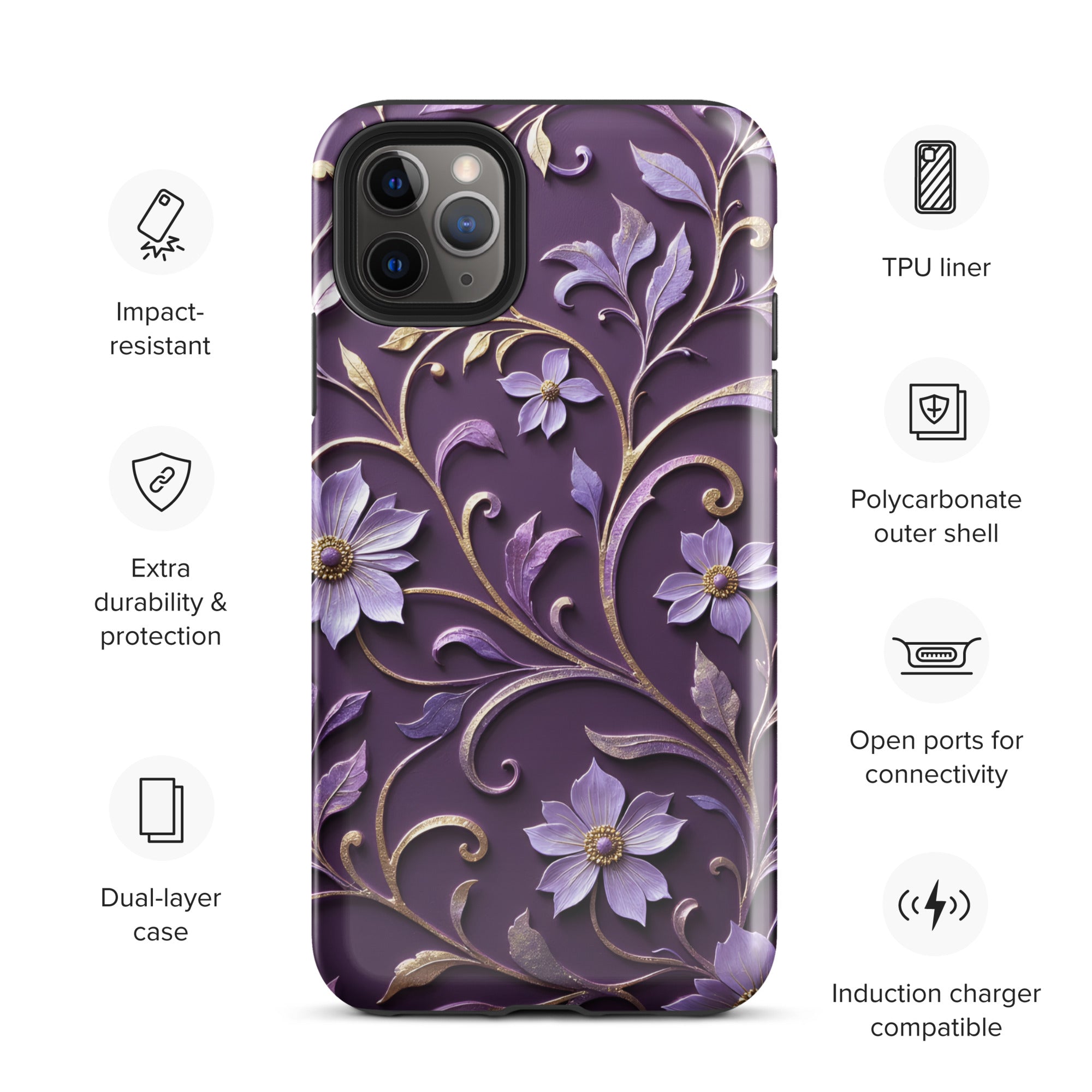 Royal Violet Filigree Tough Case for iPhone 11 Pro Max