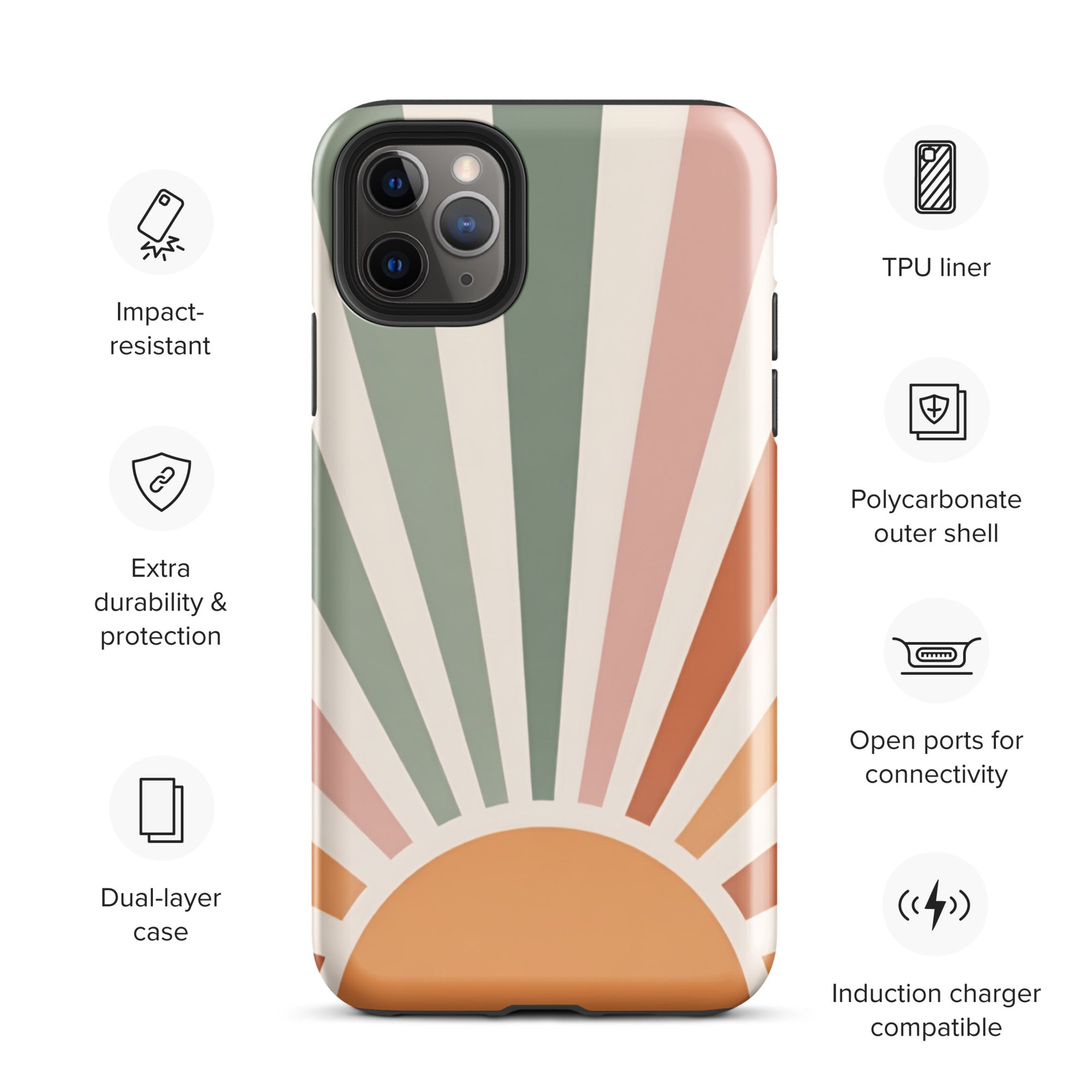 Retro Sunrise Tough Case for iPhone 11 Pro Max