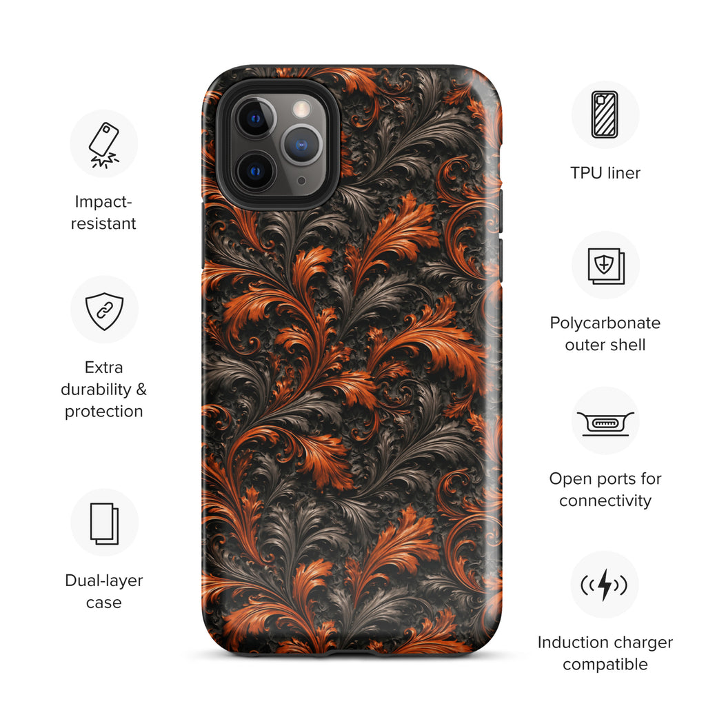 Burnt Orange Filigree Tough Case for iPhone 11 Pro Max