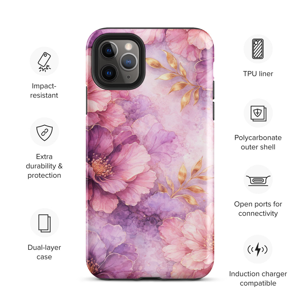 Pink Watercolor Floral Tough Case for iPhone 11 Pro Max