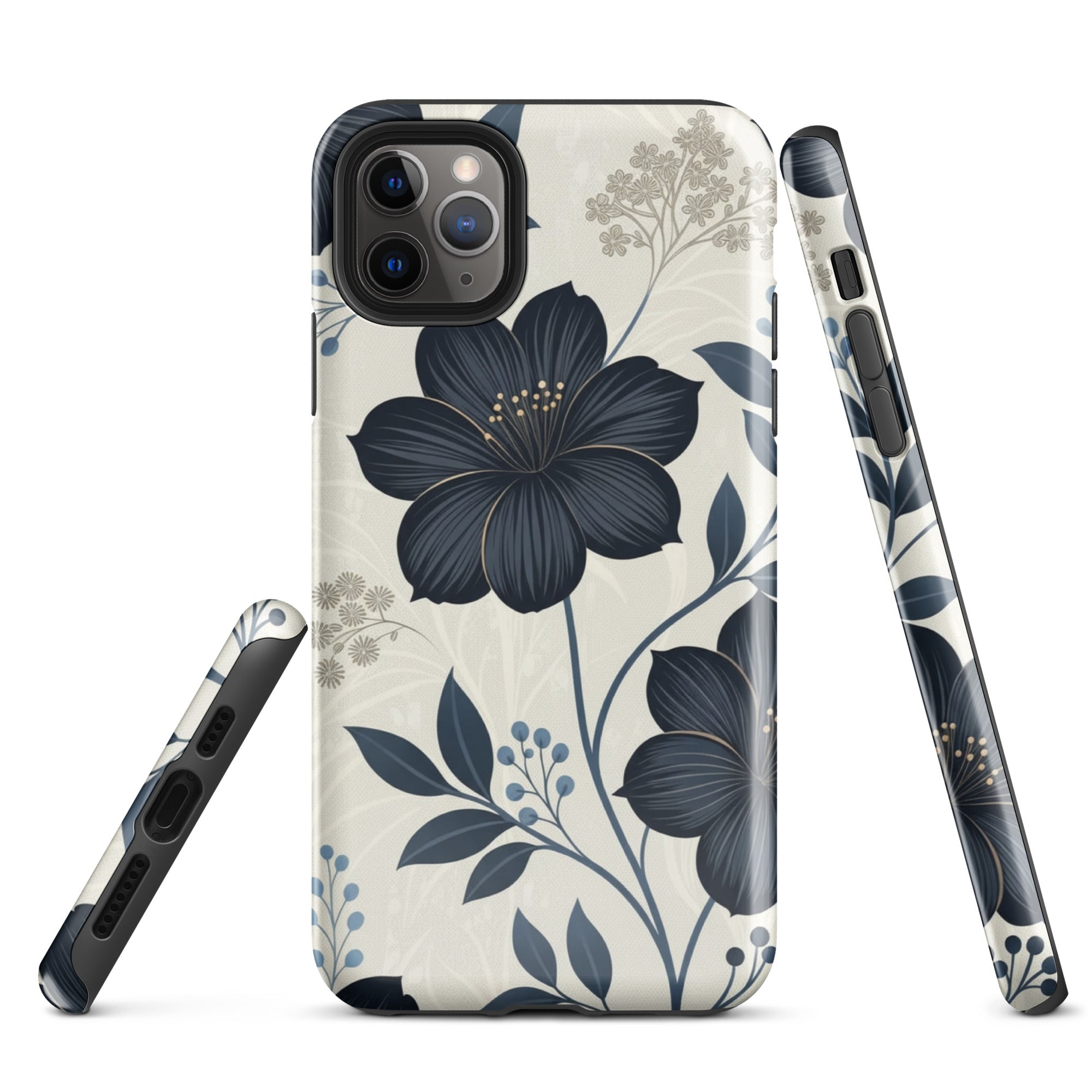 Elegant Blue Floral Tough Case for iPhone 11 Pro