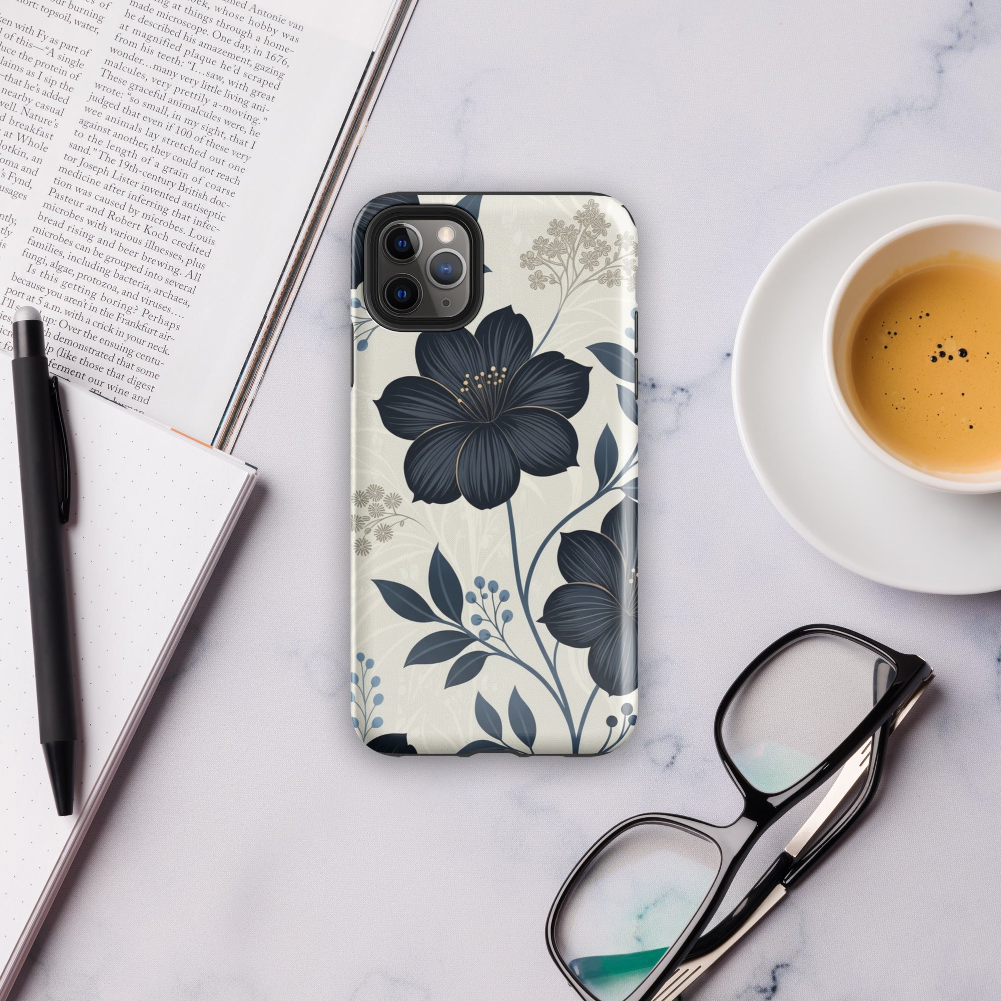 Elegant Blue Floral Tough Case for iPhone 11 Pro