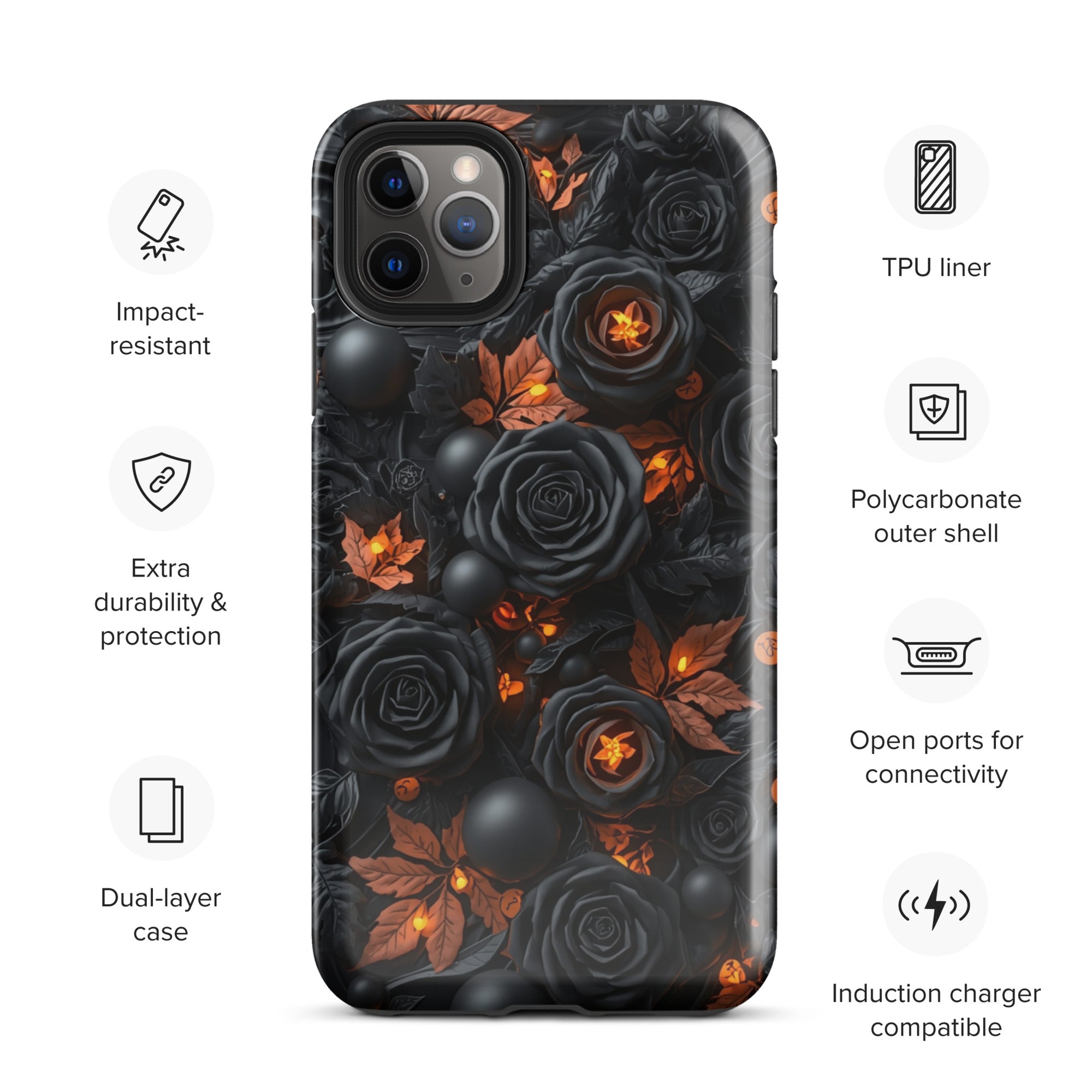 Dark Floral Glow Tough Case for iPhone 11 Pro Max
