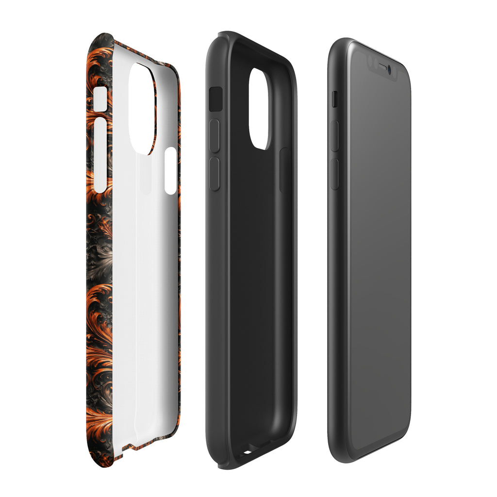 Burnt Orange Filigree Tough Case for iPhone 11