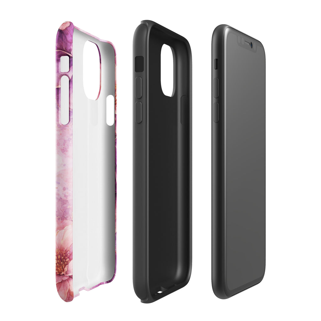 Pink Watercolor Floral Tough Case for iPhone 11