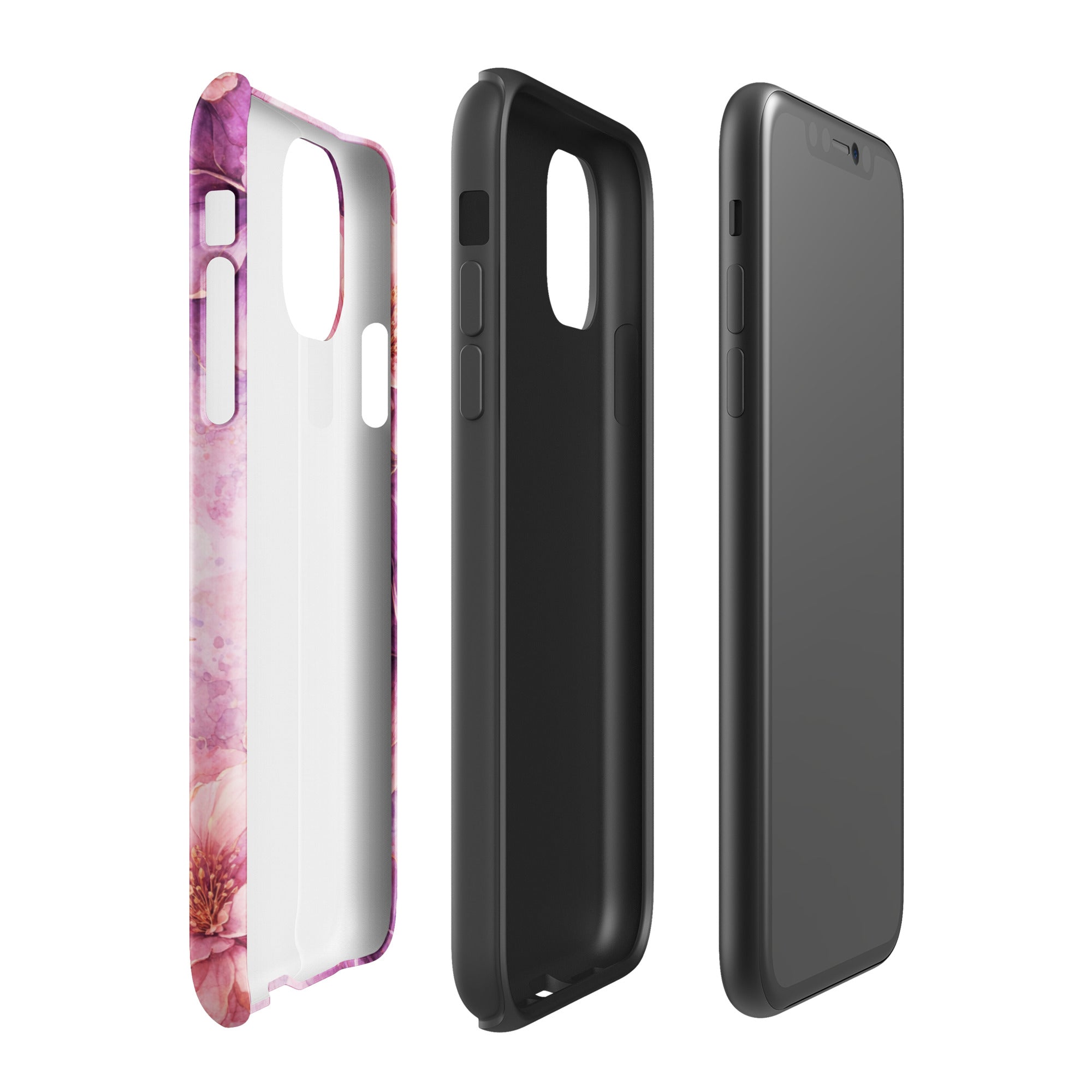 Pink Watercolor Floral Tough Case for iPhone 11