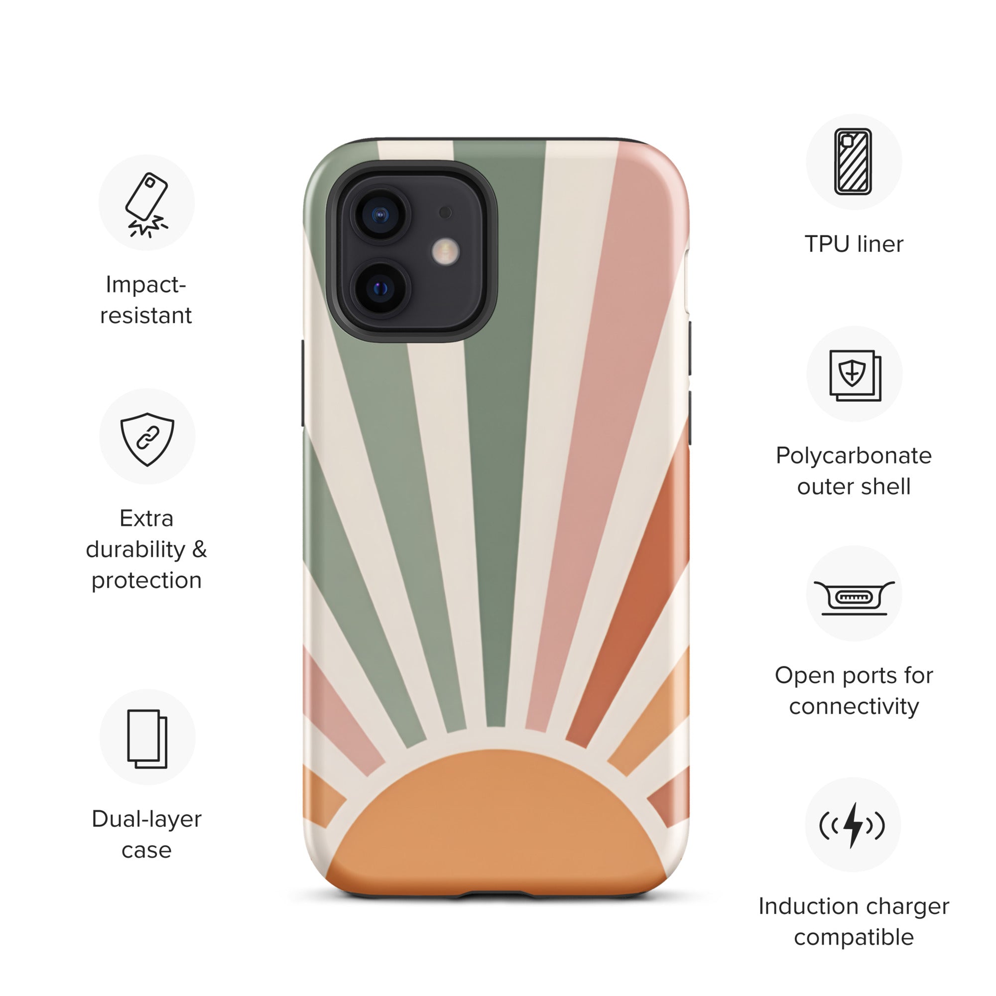 Retro Sunrise Tough Case for iPhone 12