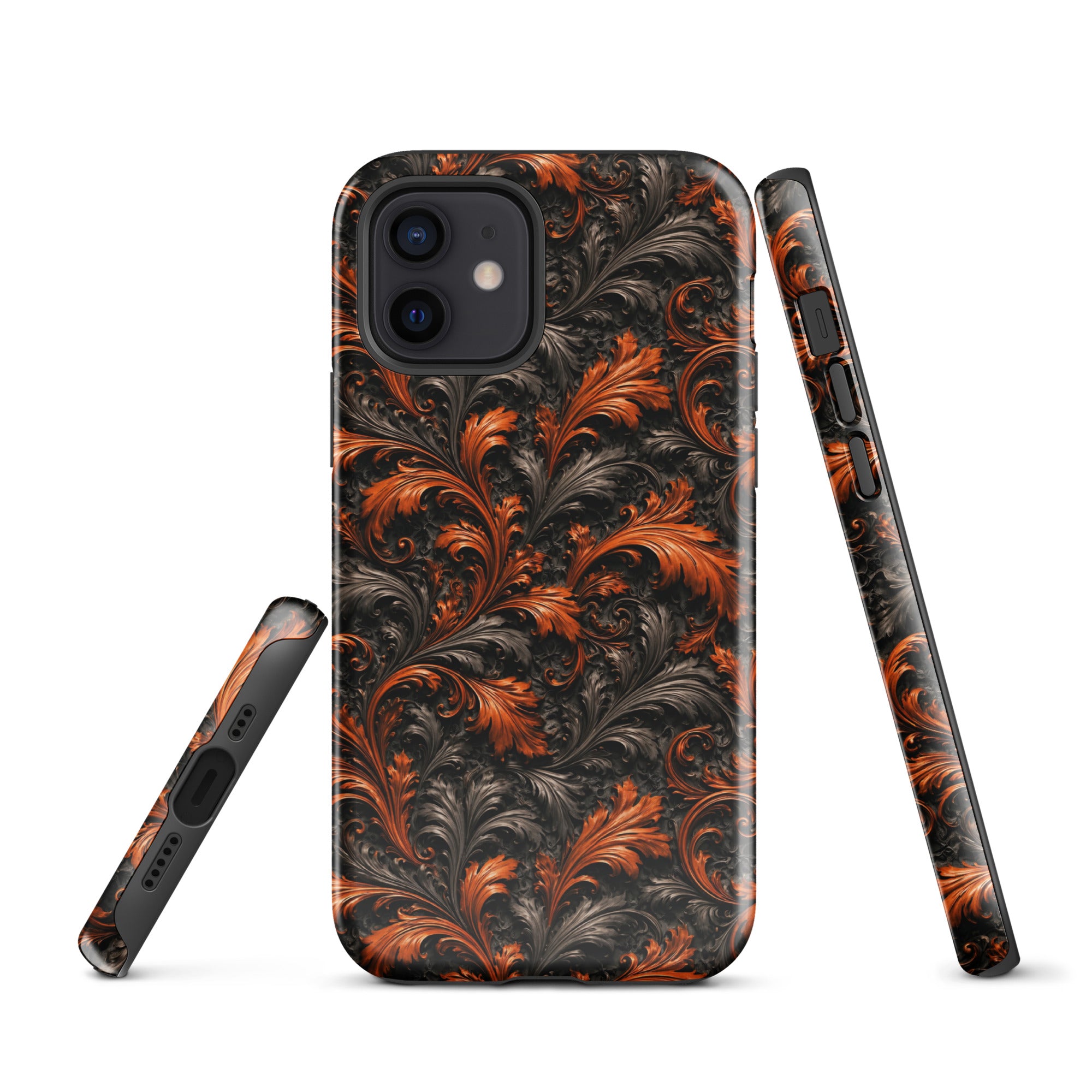 Burnt Orange Filigree Tough Case for iPhone 12