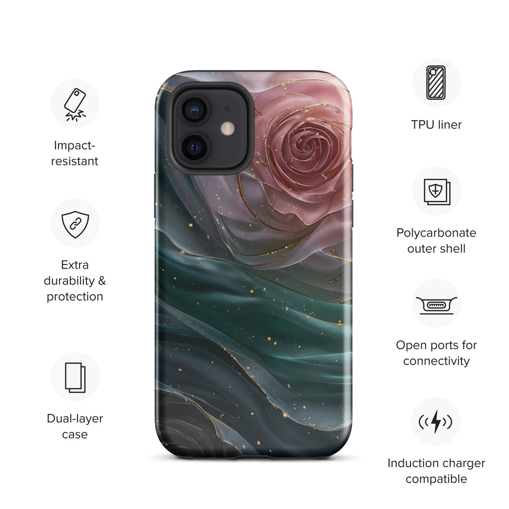 Elegant Rose Marble Tough Case for iPhone 12