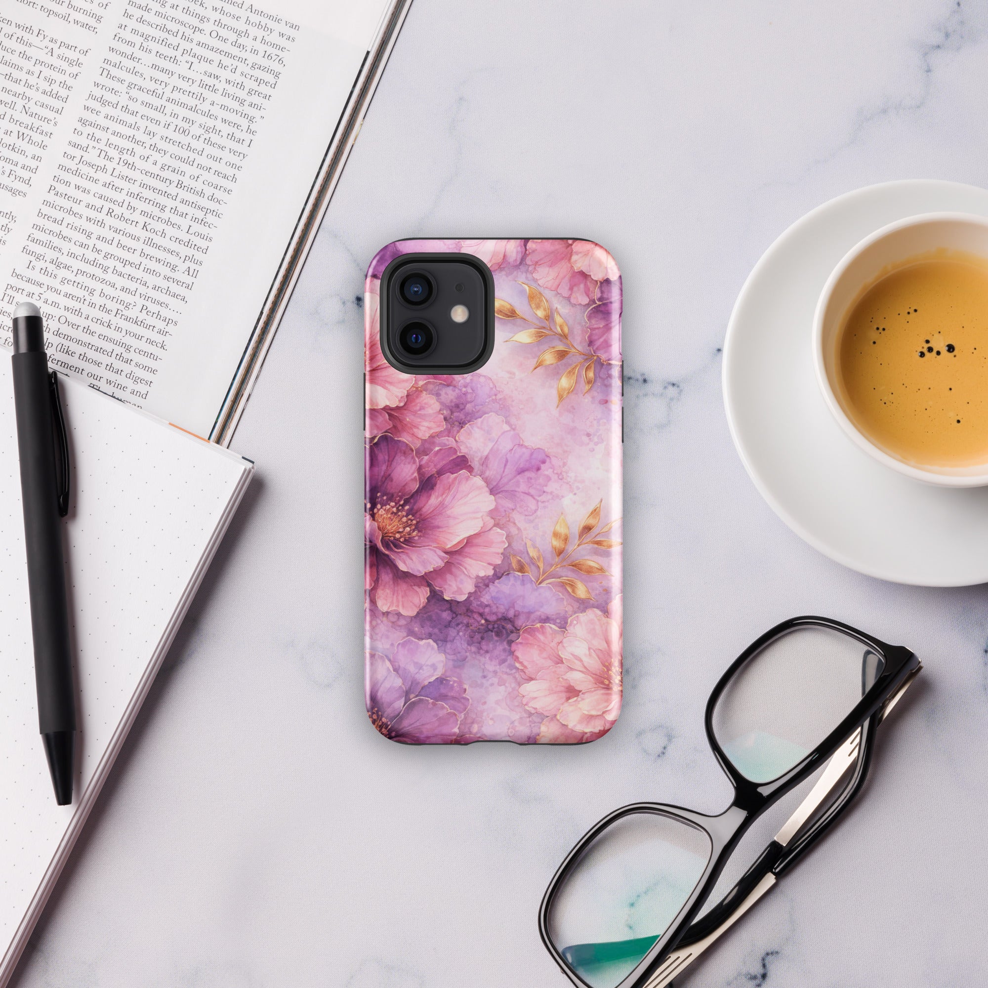 Pink Watercolor Floral Tough Case for iPhone 12
