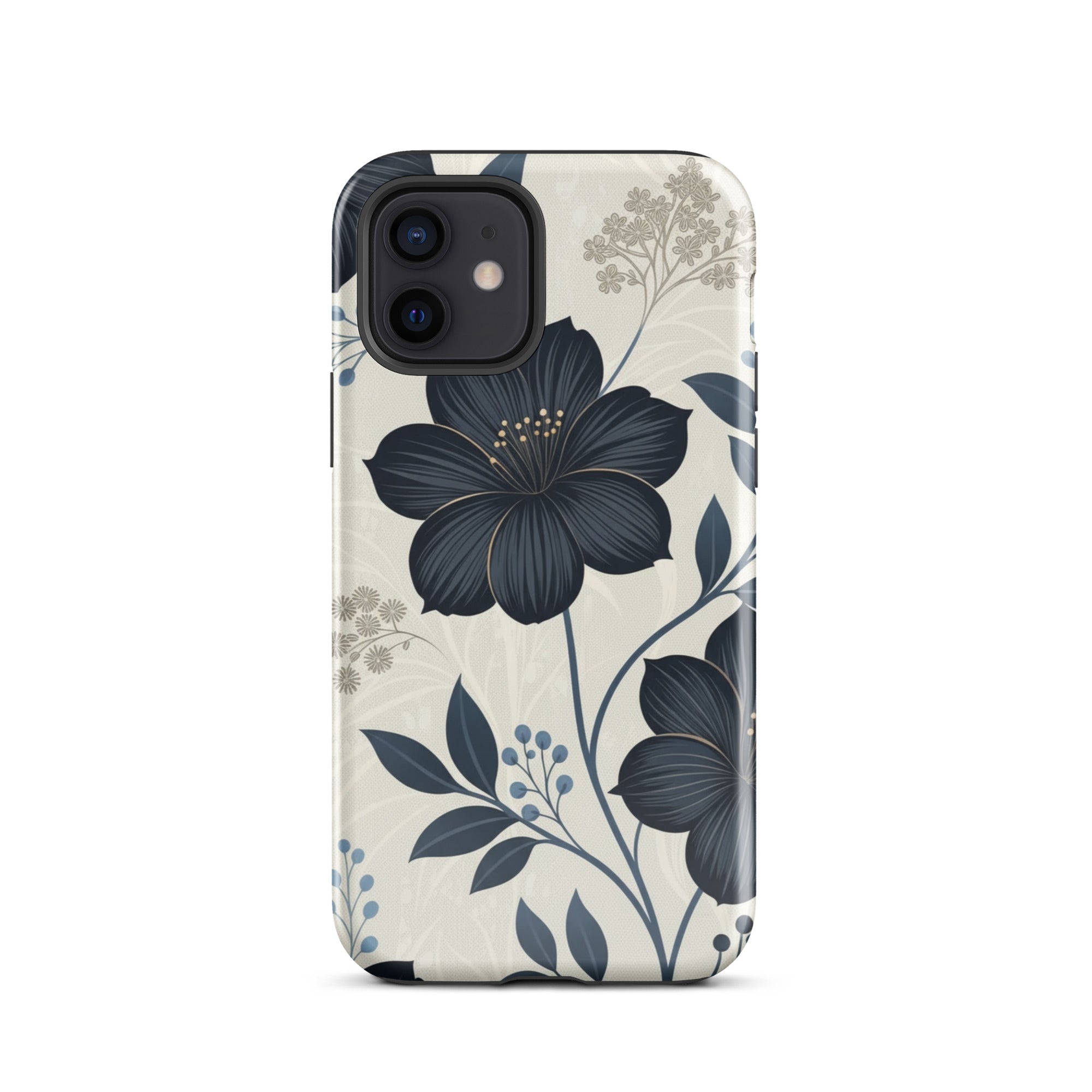 Elegant Blue Floral Tough Case for iPhone 12