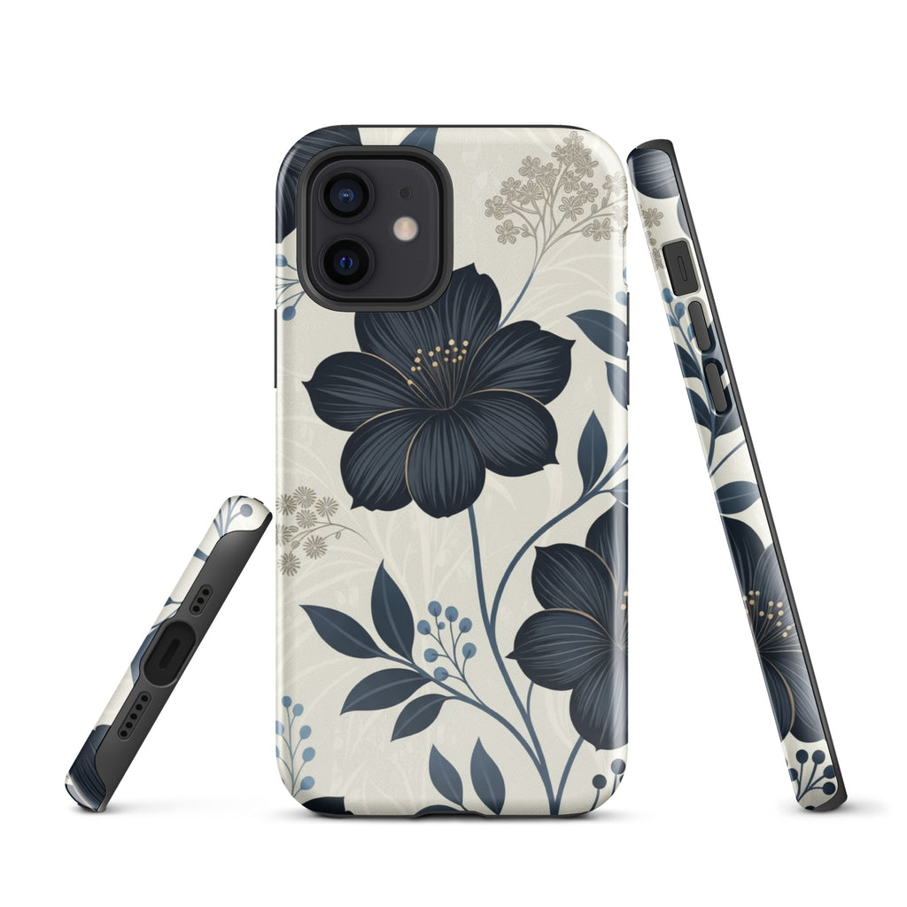 Elegant Blue Floral Tough Case for iPhone 12