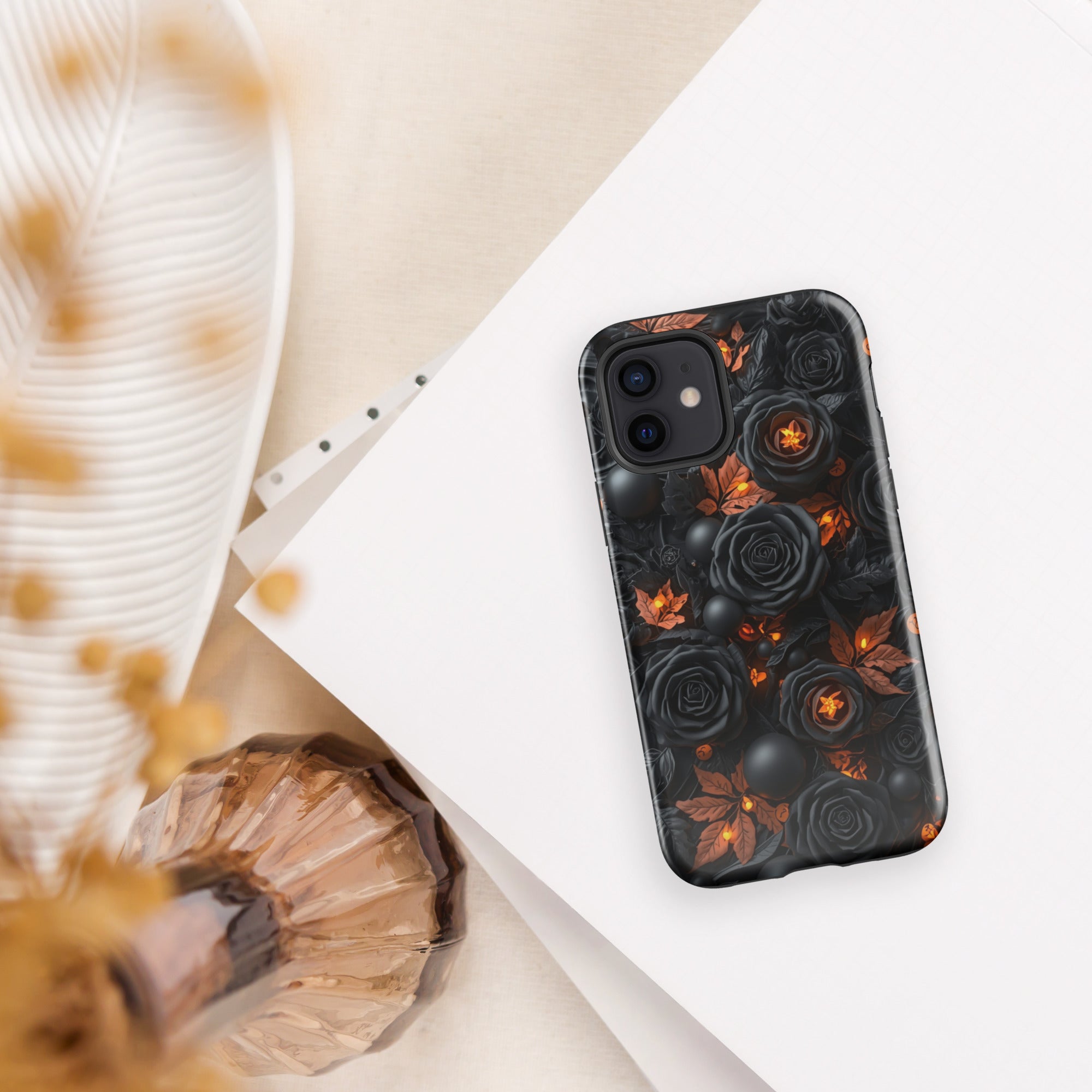Dark Floral Glow Tough Case for iPhone 12