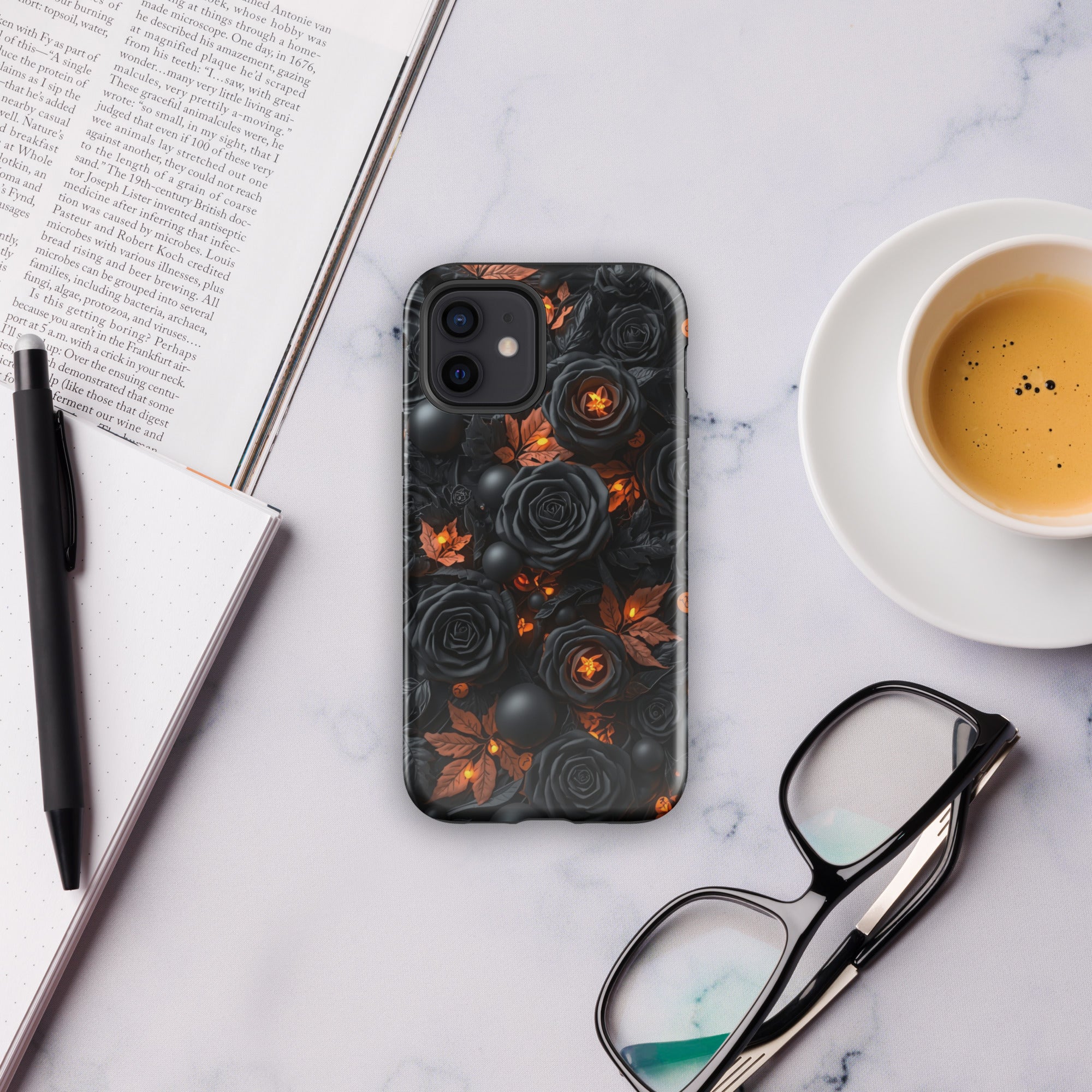 Dark Floral Glow Tough Case for iPhone 12