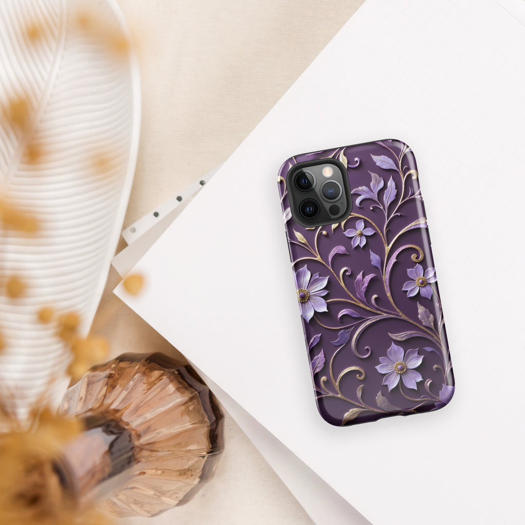 Royal Violet Filigree Tough Case for iPhone 12 Pro