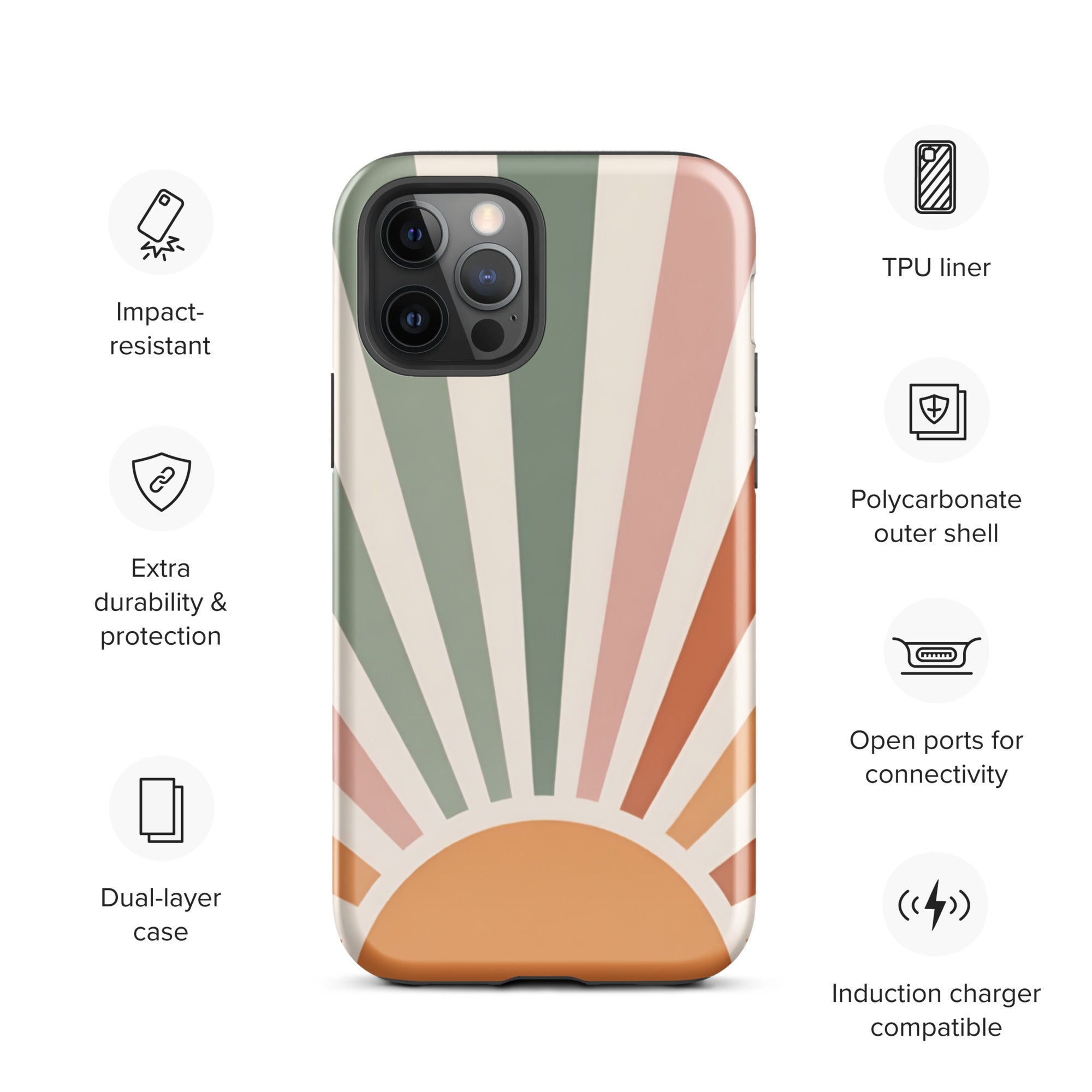 Retro Sunrise Tough Case for iPhone 12 Pro