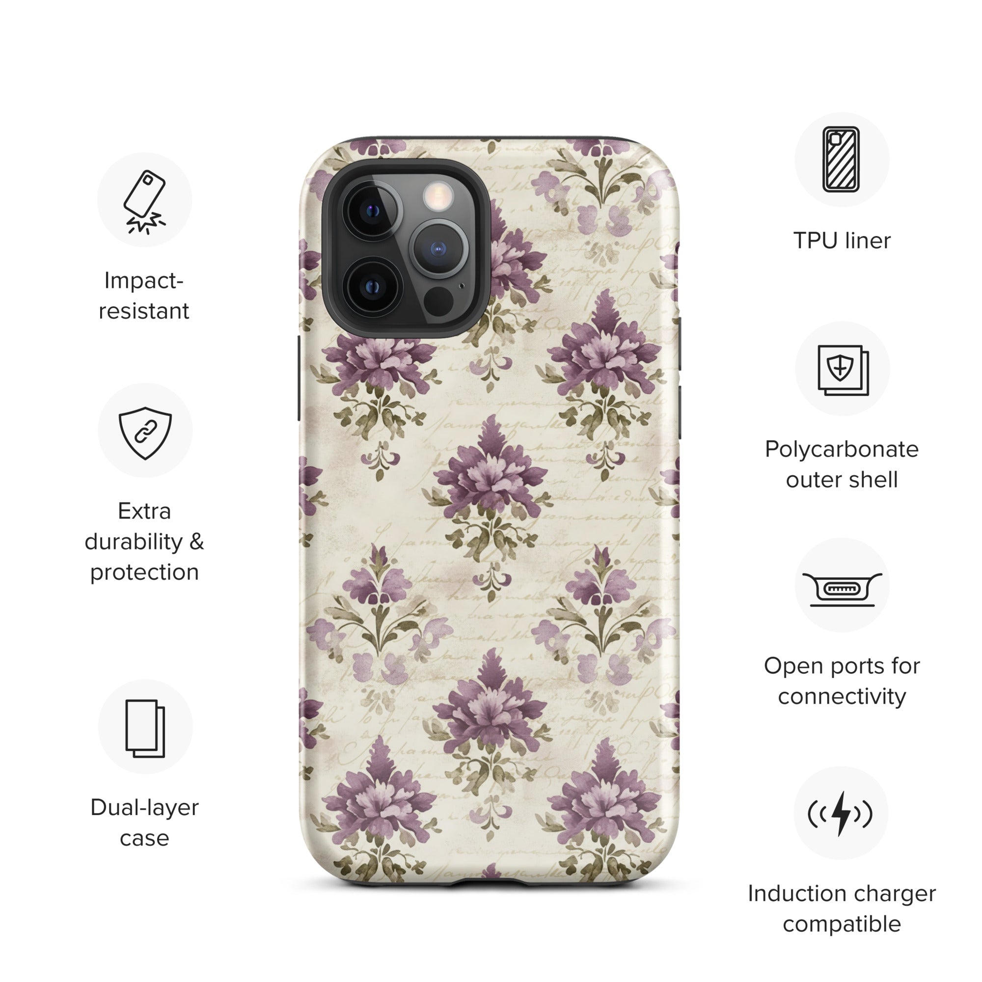 Vintage Floral Damask Tough Case for iPhone 12 Pro