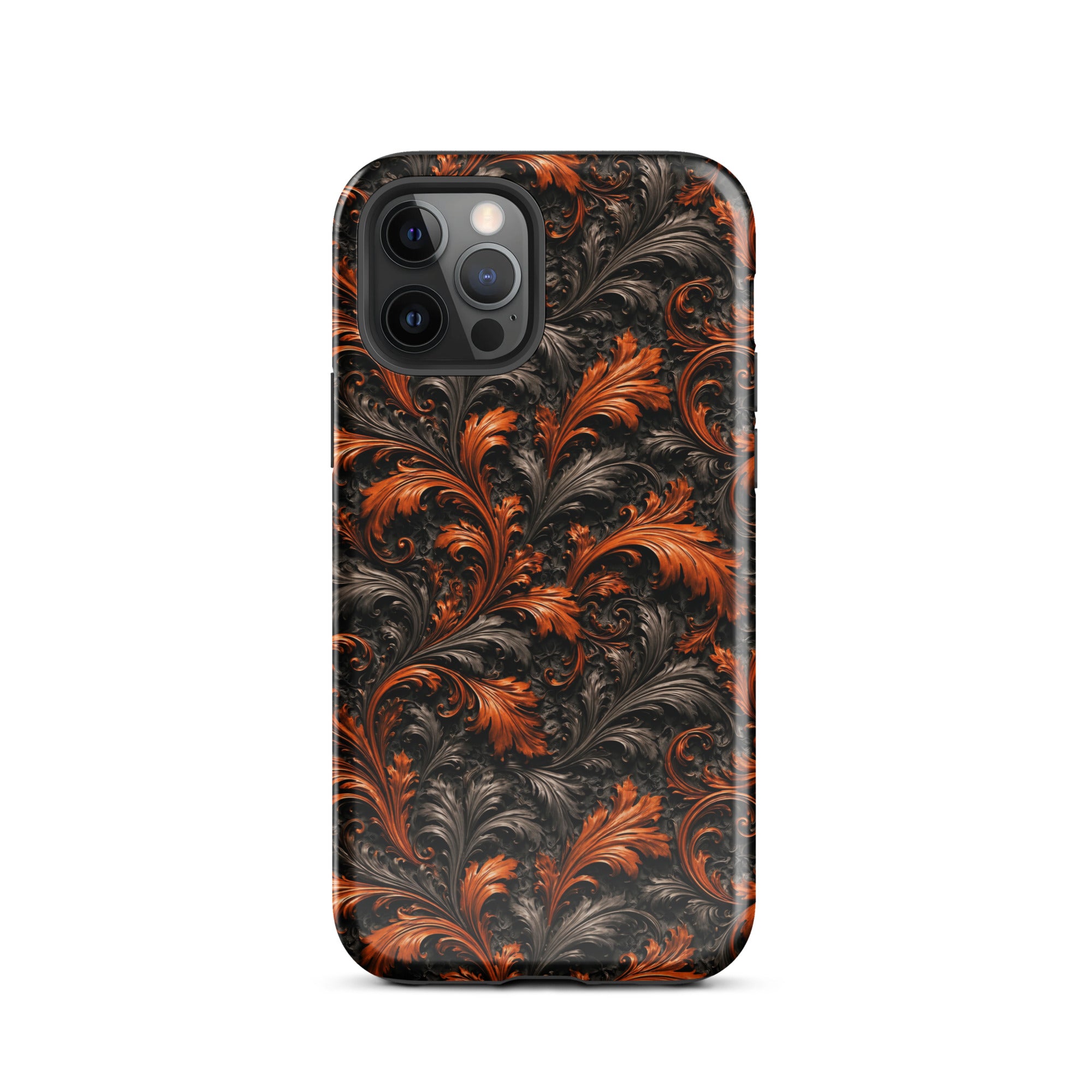 Burnt Orange Filigree Tough Case for iPhone 12 Pro