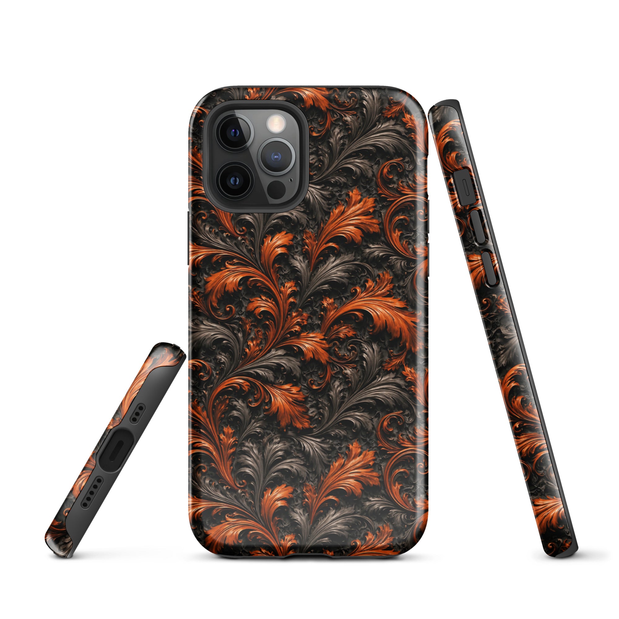 Burnt Orange Filigree Tough Case for iPhone 12 Pro