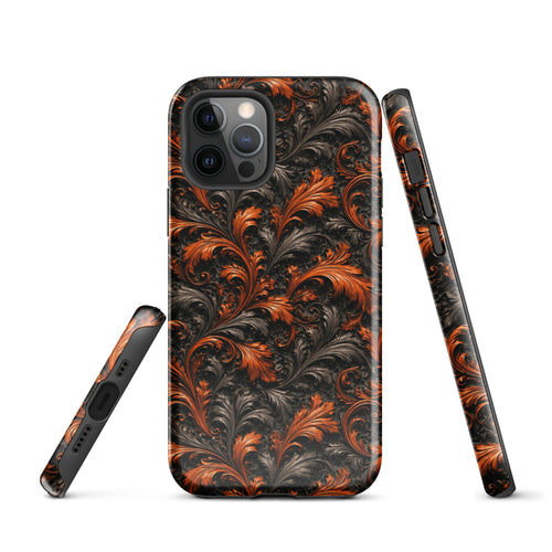 Burnt Orange Filigree Tough Case for iPhone 12 Pro