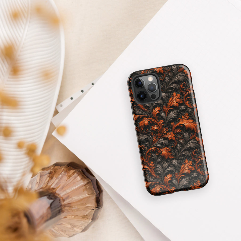 Burnt Orange Filigree Tough Case for iPhone 12 Pro