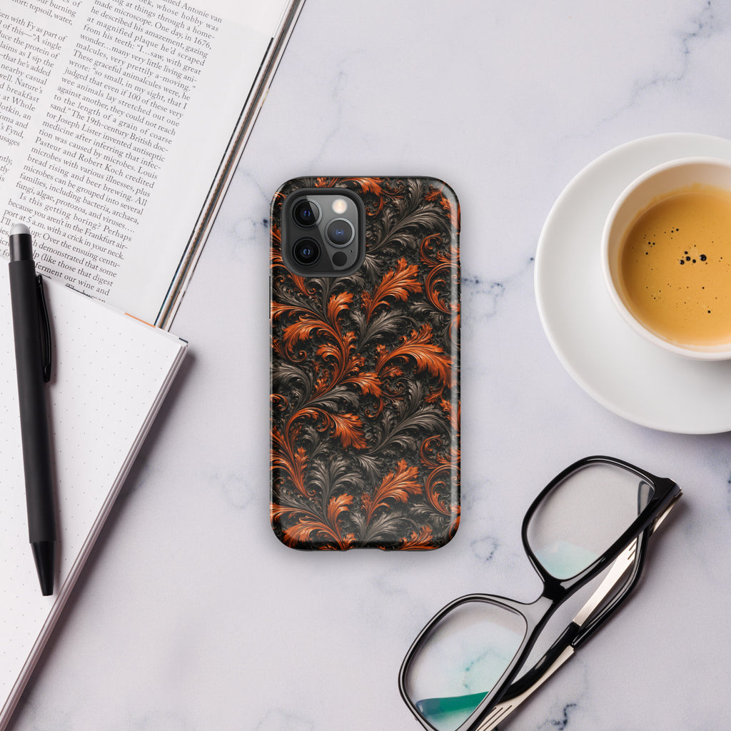 Burnt Orange Filigree Tough Case for iPhone 12 Pro