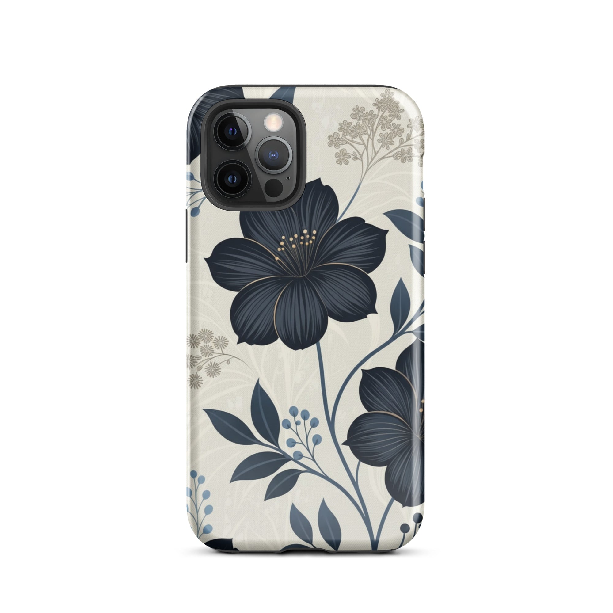 Elegant Blue Floral Tough Case for iPhone 12 Pro