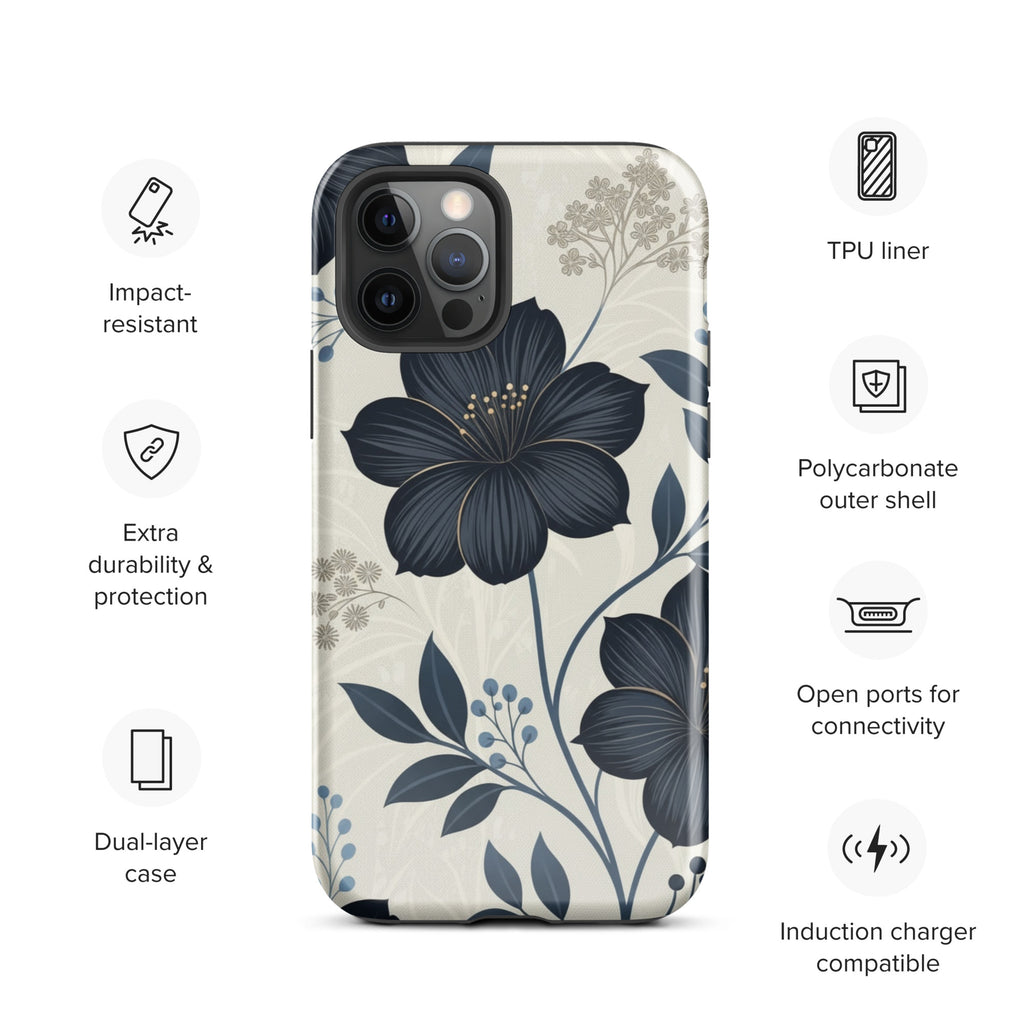 Elegant Blue Floral Tough Case for iPhone 12 Pro