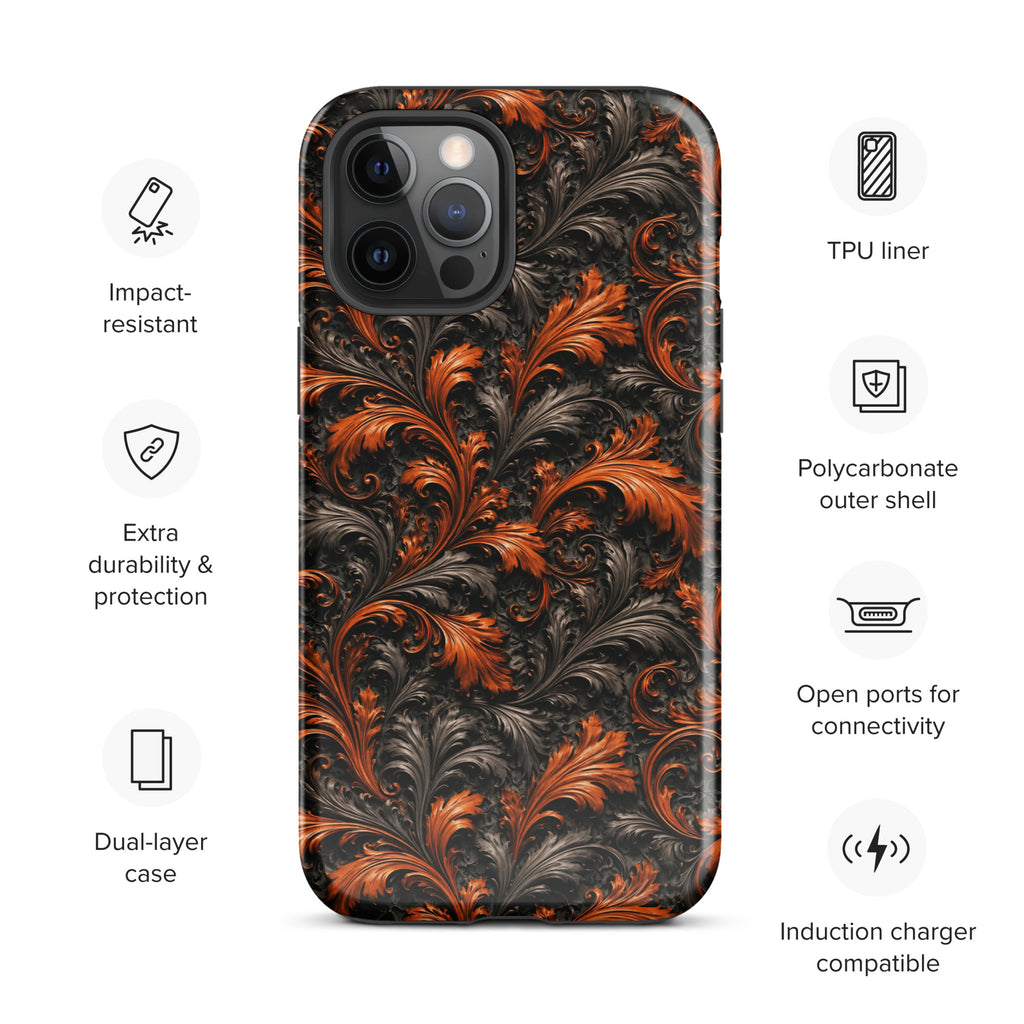 Burnt Orange Filigree Tough Case for iPhone 12 Pro Max