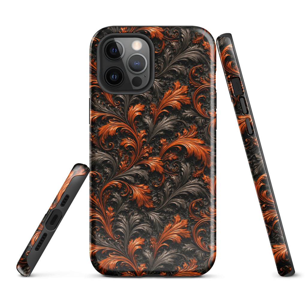 Burnt Orange Filigree Tough Case for iPhone 12 Pro Max