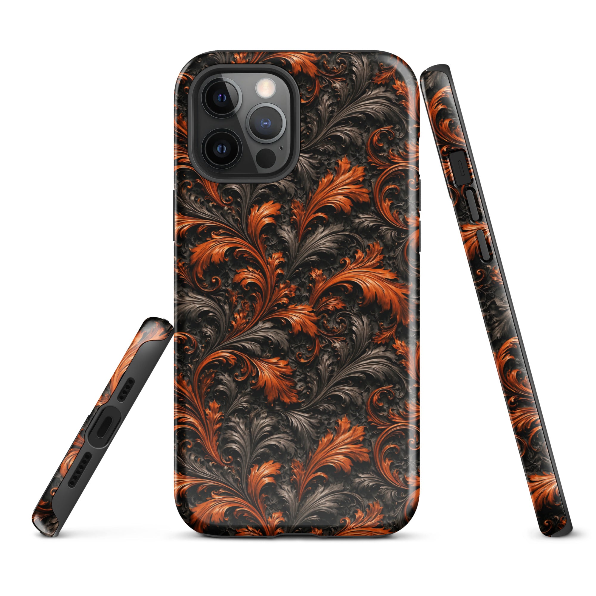 Burnt Orange Filigree Tough Case for iPhone 12 Pro Max
