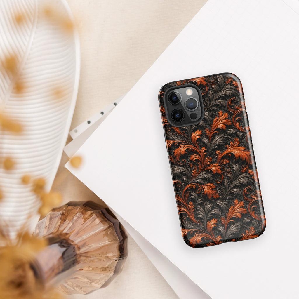 Burnt Orange Filigree Tough Case for iPhone 12 Pro Max