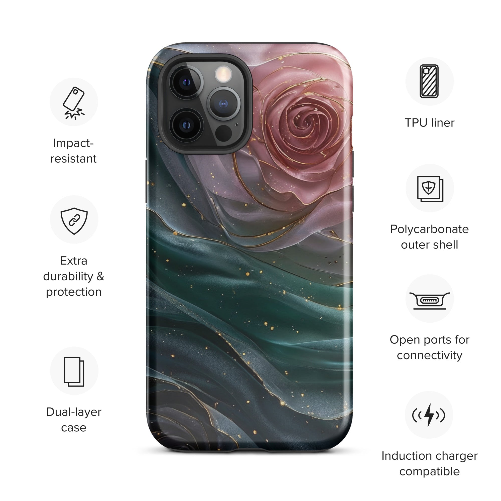 Elegant Rose Marble Tough Case for iPhone 12 Pro Max