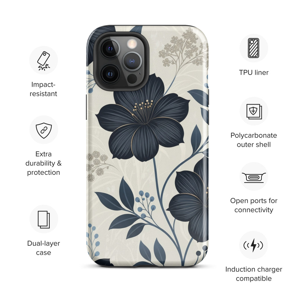 Elegant Blue Floral Tough Case for iPhone 12 Pro Max