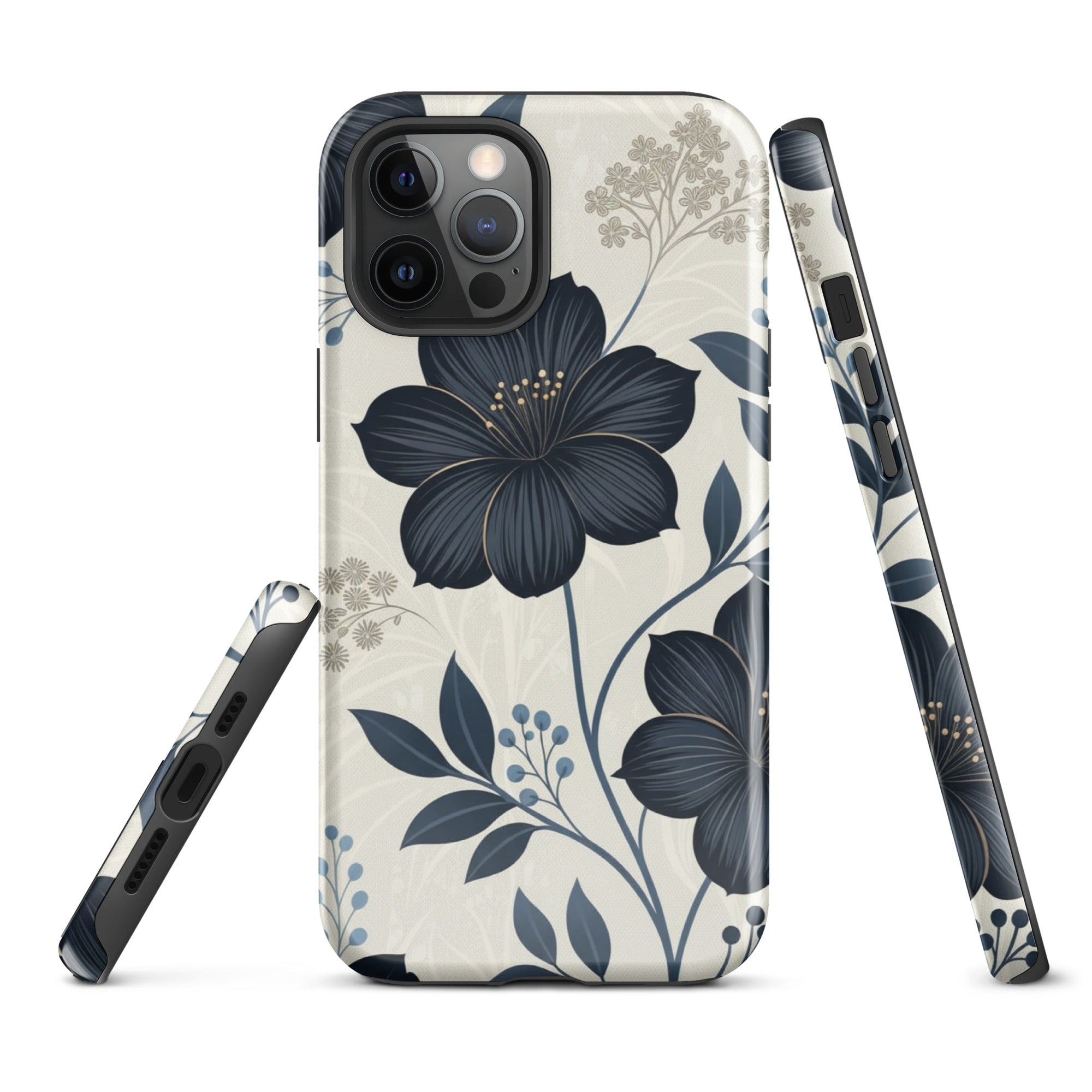 Elegant Blue Floral Tough Case for iPhone 12 Pro Max