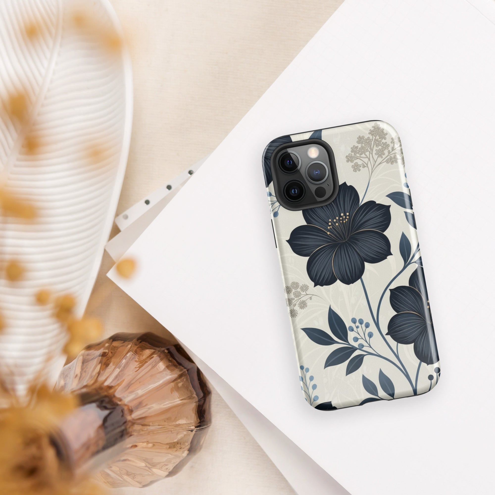 Elegant Blue Floral Tough Case for iPhone 12 Pro Max