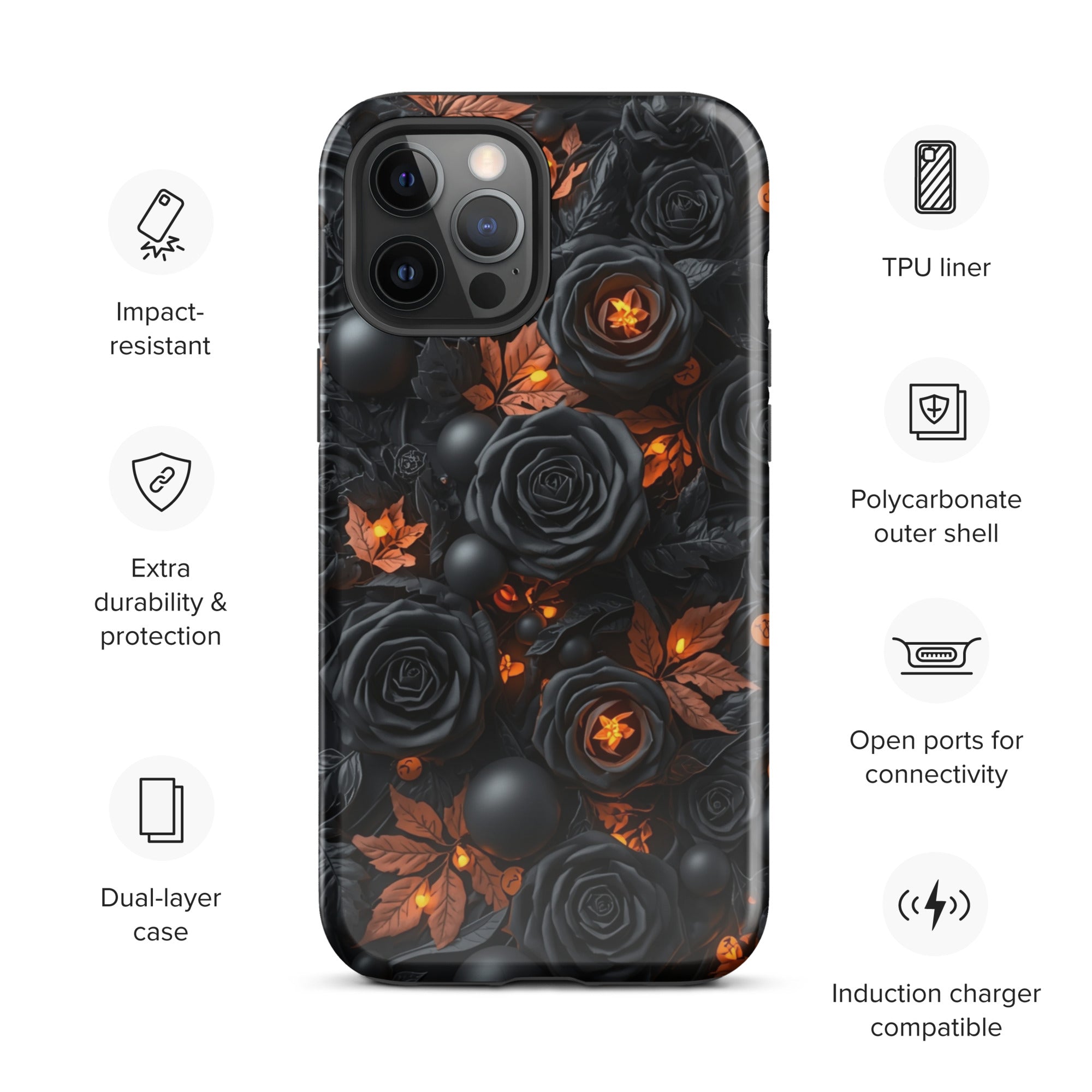 Dark Floral Glow Tough Case for iPhone 12 Pro Max