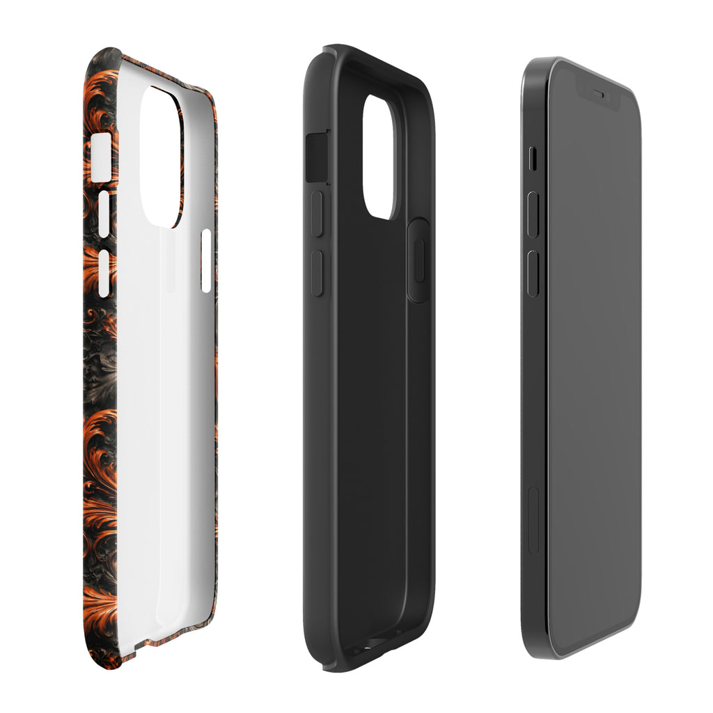 Burnt Orange Filigree Tough Case for iPhone 12