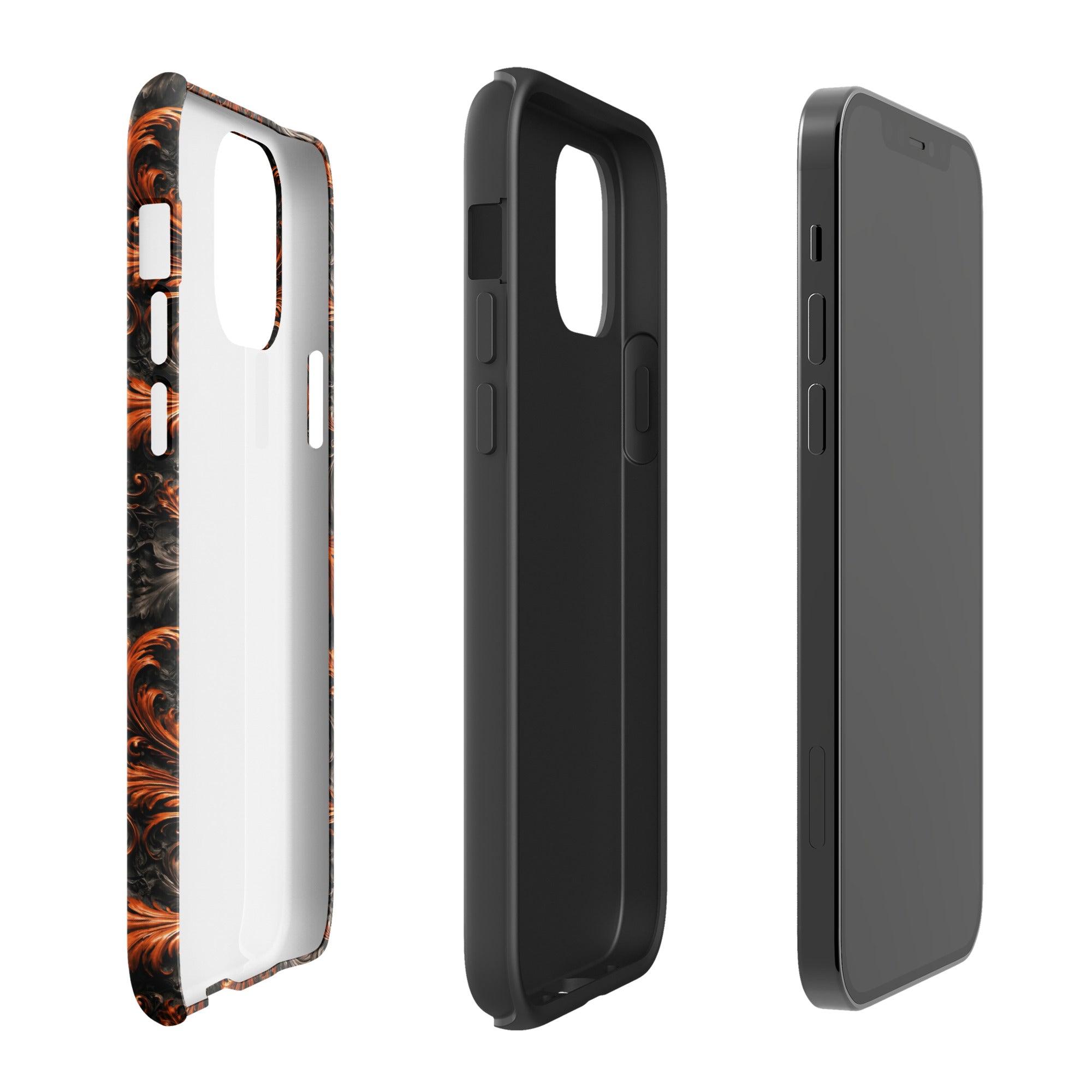 Burnt Orange Filigree Tough Case for iPhone 12