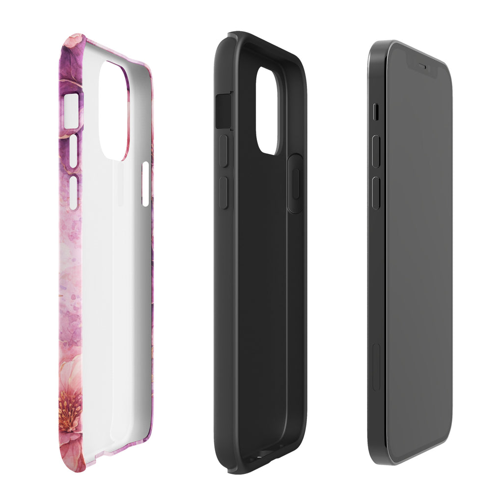 Pink Watercolor Floral Tough Case for iPhone 12