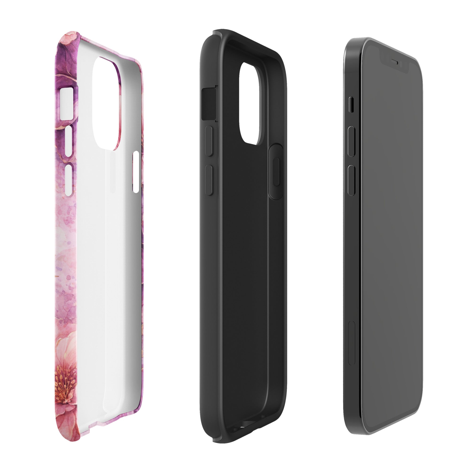 Pink Watercolor Floral Tough Case for iPhone 12