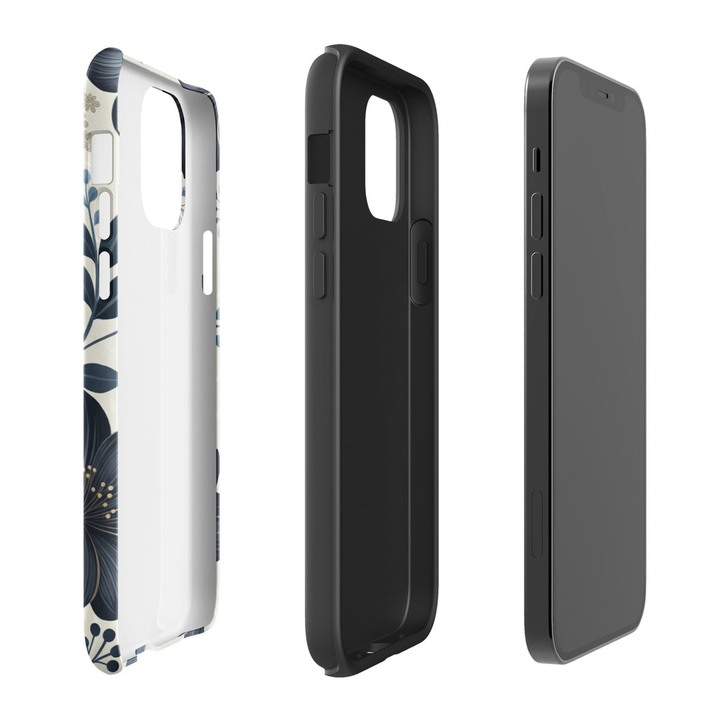 Elegant Blue Floral Tough Case for iPhone 12