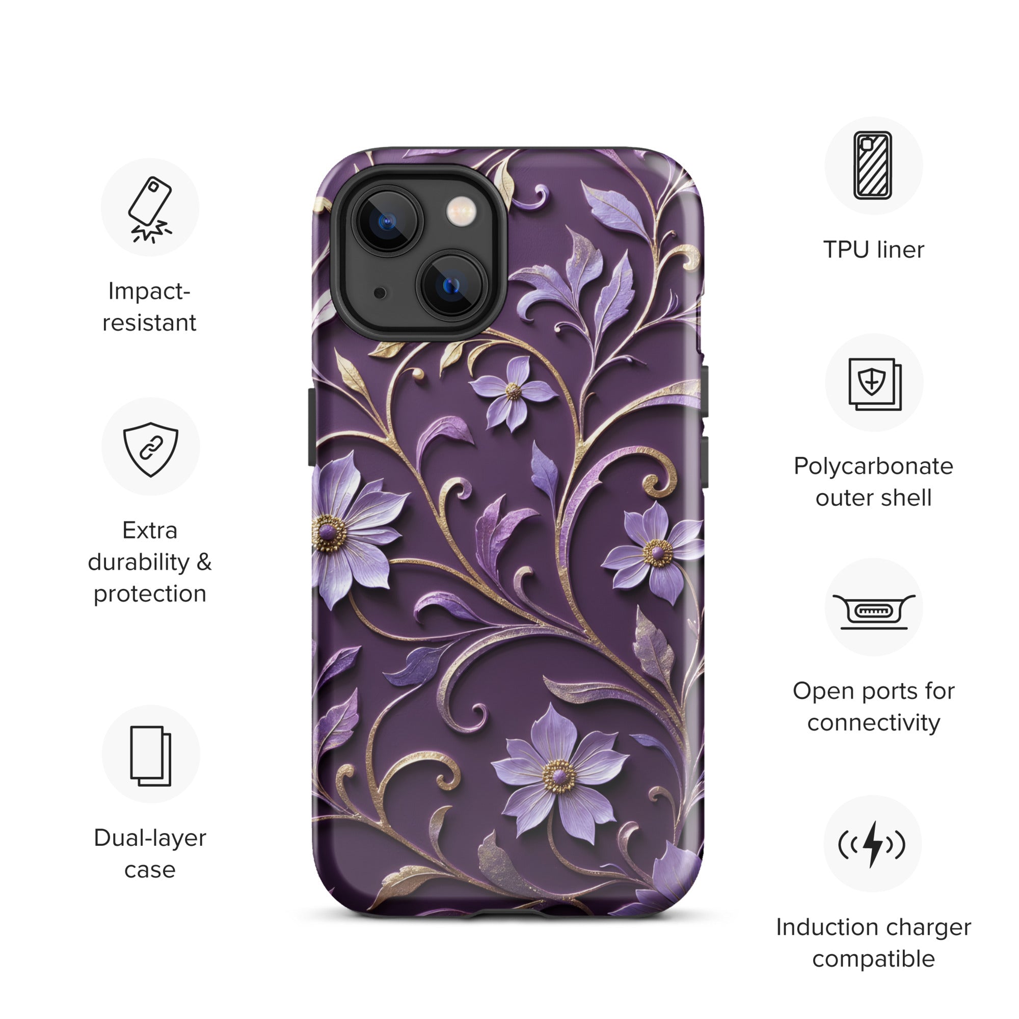 Royal Violet Filigree Tough Case for iPhone 13