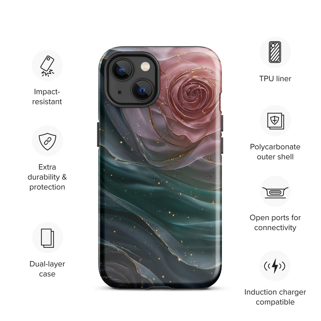 Elegant Rose Marble Tough Case for iPhone 13