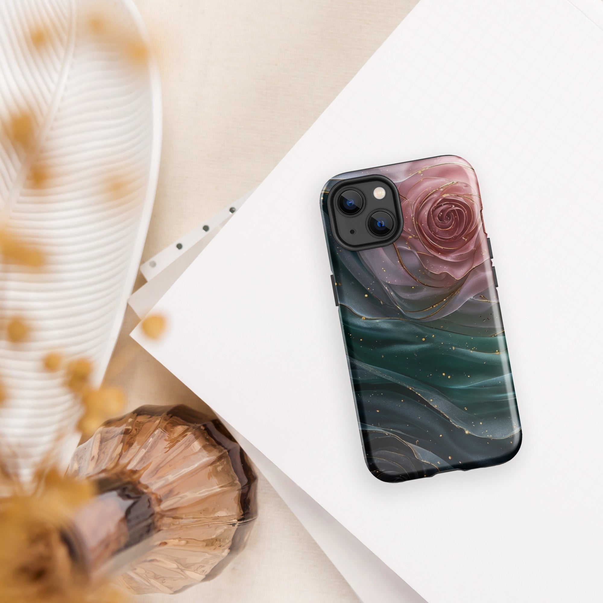Elegant Rose Marble Tough Case for iPhone 13