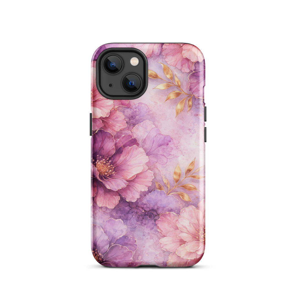 Pink Watercolor Floral Tough Case for iPhone 13