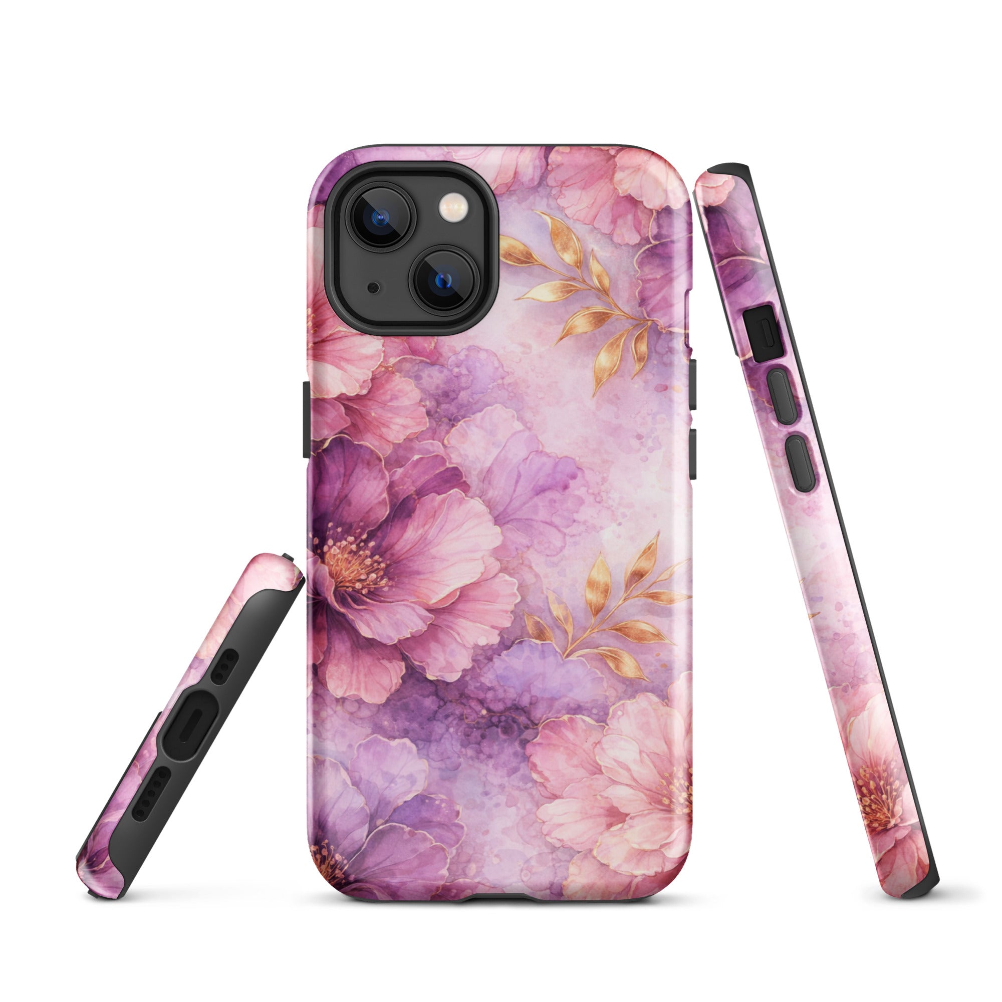 Pink Watercolor Floral Tough Case for iPhone 13