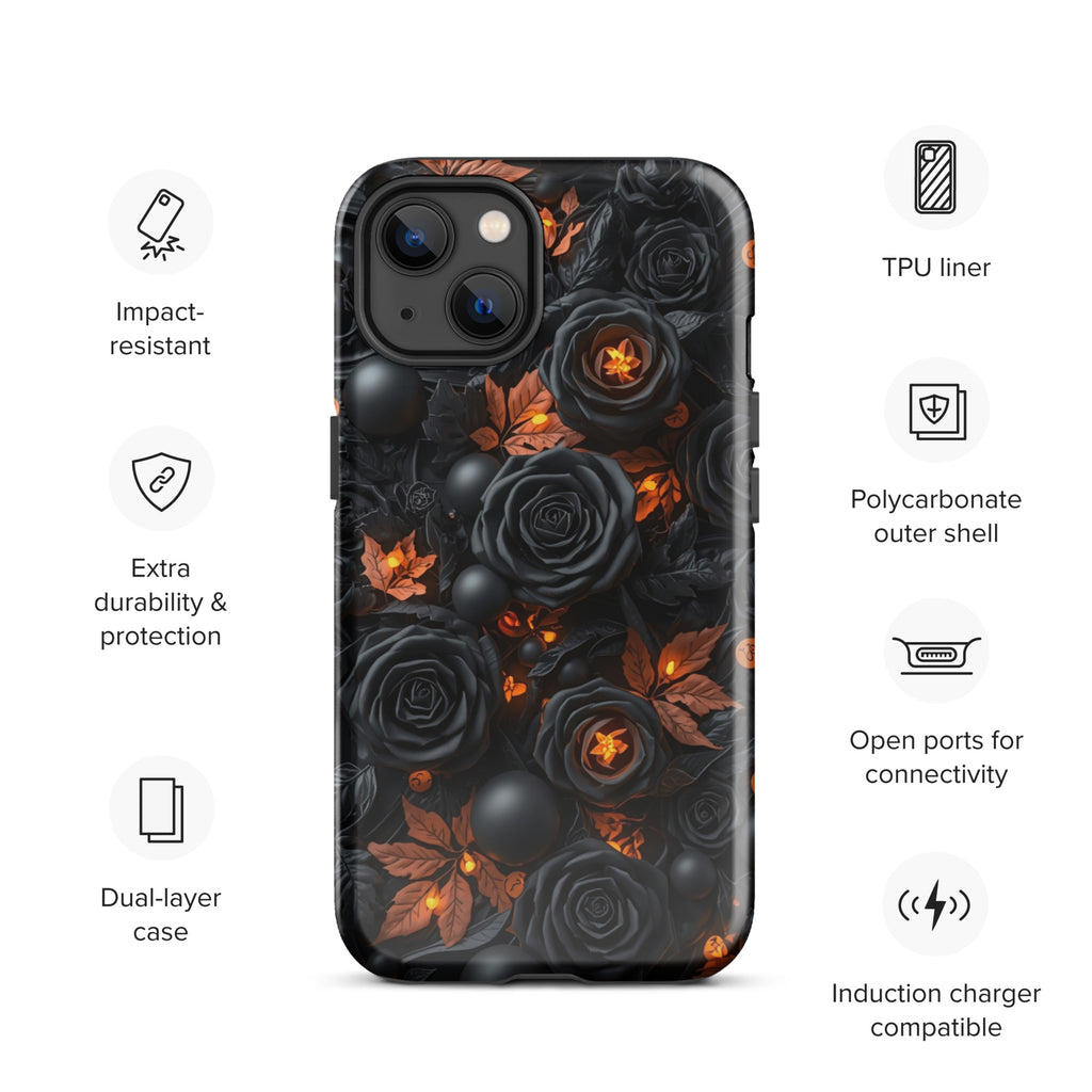 Dark Floral Glow Tough Case for iPhone 13