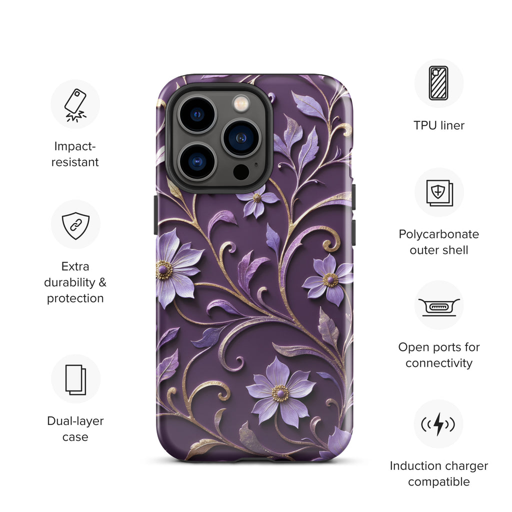 Royal Violet Filigree Tough Case for iPhone 13 Pro