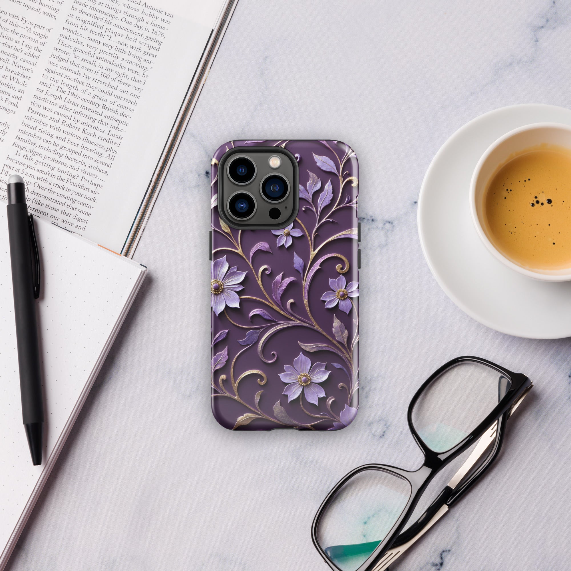 Royal Violet Filigree Tough Case for iPhone 13 Pro